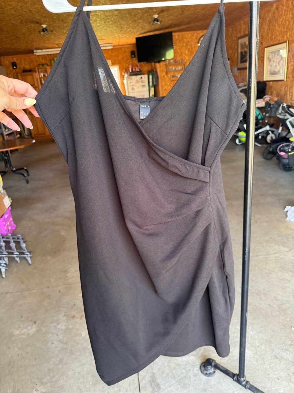 Black Draped Slip Dress - Unknown Brand